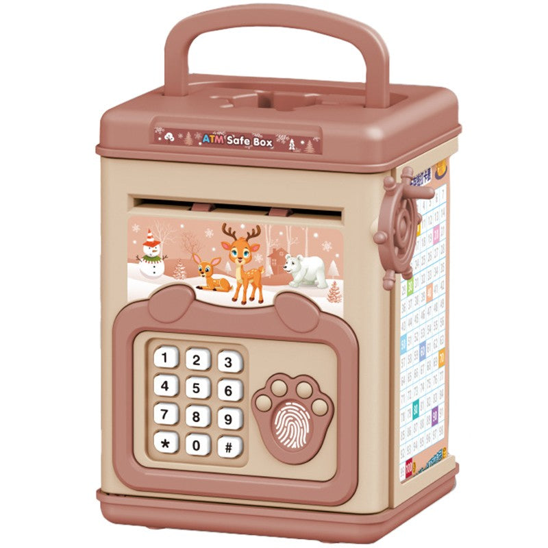 Pusculita pentru Copii, Flippy, pusculita pentru economii SMART BOX cu efecte sonore, Tip ATM, cu Parola cu Amprenta,