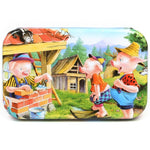Puzzle 60 de Piese din Lemn in Cutie Metalica, Flippy, Model Cei Trei Purcelusi, Educativ, Dezvoltare Abilitati