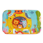 Puzzle 60 de Piese din Lemn in Cutie Metalica, Flippy, Model Submarin, Educativ, Dezvoltare Abilitati Cognitive, pentru