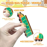 Puzzle Montessori din Lemn pentru Copii, Flippy, 0-3 Ani, 3D, Model Transporturi, Educativ, Intuitiv, Creativ, 9 Piese,