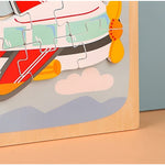 Puzzle Montessori din Lemn pentru Copii, Flippy, 3D, 0-3 Ani, Model Avion, Educativ, Intuitiv, Creativ, 6 Piese,