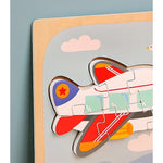 Puzzle Montessori din Lemn pentru Copii, Flippy, 3D, 0-3 Ani, Model Avion, Educativ, Intuitiv, Creativ, 6 Piese,