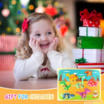 Puzzle Montessori din Lemn pentru Copii, Flippy, 3D, 0-3 Ani, Model Dinozauri, Educativ, Intuitiv, Creativ, 8 Piese,
