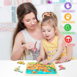 Puzzle Montessori din Lemn pentru Copii, Flippy, 3D, 0-3 Ani, Model Dinozauri, Educativ, Intuitiv, Creativ, 8 Piese,