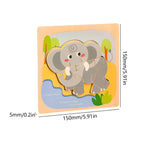Puzzle Montessori din Lemn pentru Copii, Flippy, 3D, 0-3 Ani, Model Elefant, Educativ, Intuitiv, Creativ, 4 Piese,