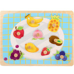 Puzzle Montessori din Lemn pentru Copii, Flippy, 3D, 0-3 Ani, Model Fructe, Educativ, Intuitiv, Creativ, 9 Piese,