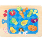 Puzzle Montessori din Lemn pentru Copii, Flippy, 3D, 0-3 Ani, Model Legume, Educativ, Intuitiv, Creativ, 9 Piese,