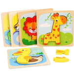 Puzzle Montessori din Lemn pentru Copii, Flippy, 3D, 0-3 Ani, Model Leu, Educativ, Intuitiv, Creativ, 3 Piese,