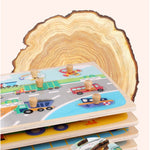 Puzzle Montessori din Lemn pentru Copii, Flippy, 3D, 0-3 Ani, Model Profesii, Educativ, Intuitiv, Creativ, 6 Piese,