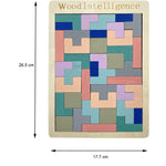 Puzzle Montessori, Flippy, din Lemn, Tip Tetris, +36 Luni, Forme Neregulate, 40 Piese, 26.5 x 17.7 cm, Multicolor