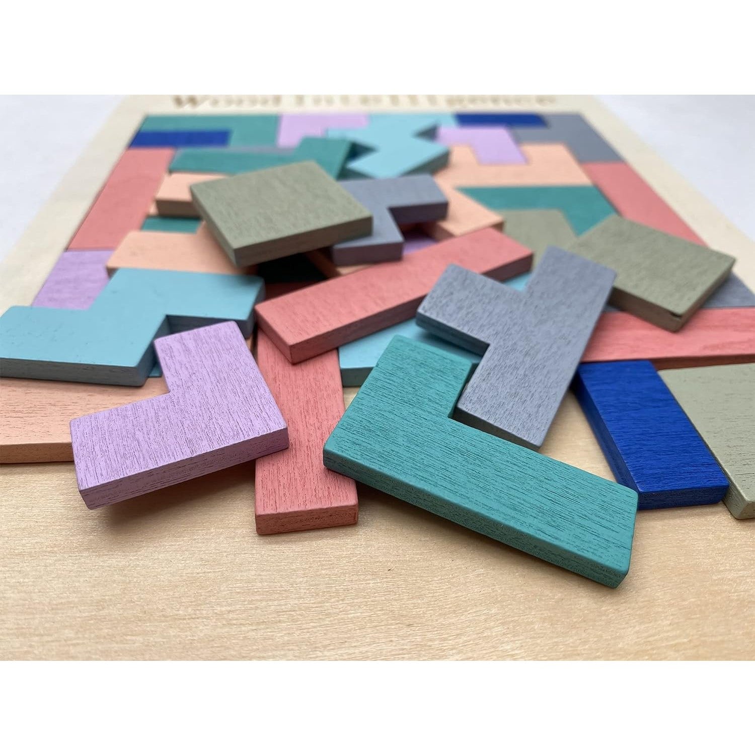 Puzzle Montessori, Flippy, din Lemn, Tip Tetris, +36 Luni, Forme Neregulate, 40 Piese, 26.5 x 17.7 cm, Multicolor
