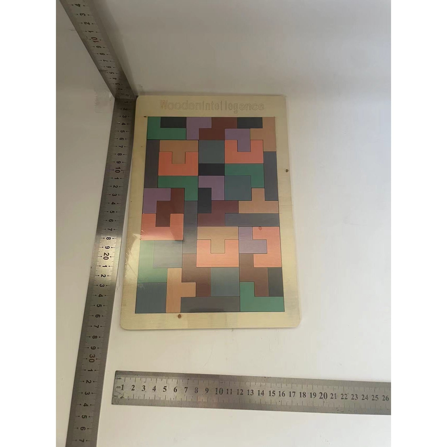 Puzzle Montessori, Flippy, din Lemn, Tip Tetris, +36 Luni, Forme Neregulate, 40 Piese, 26.5 x 17.7 cm, Multicolor