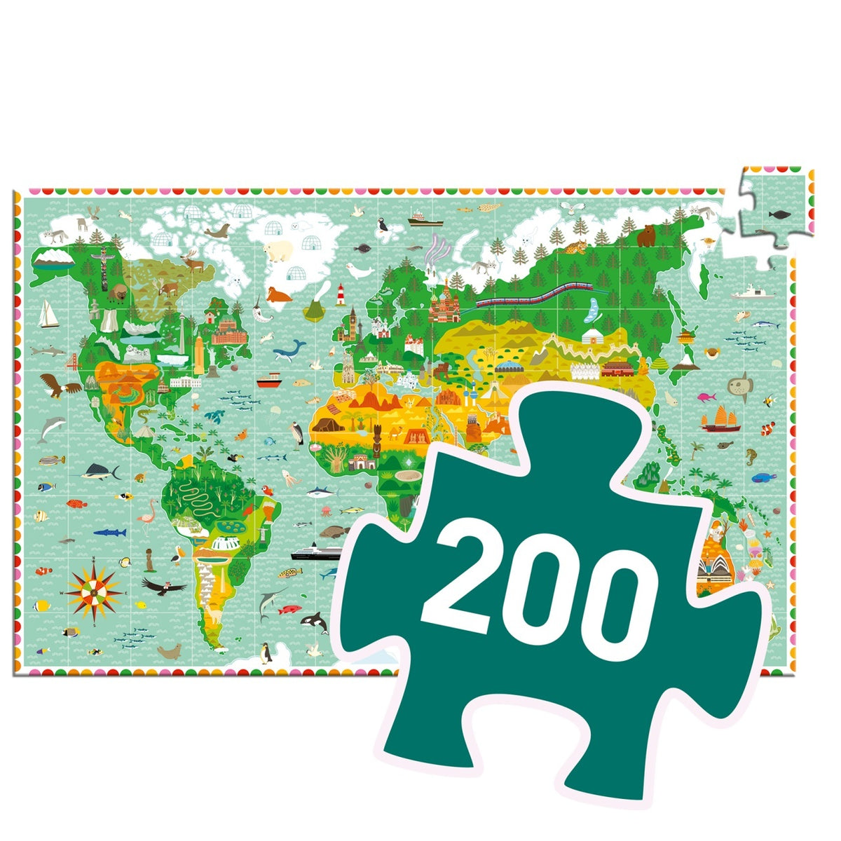 Puzzle observatie In jurul lumii, Djeco