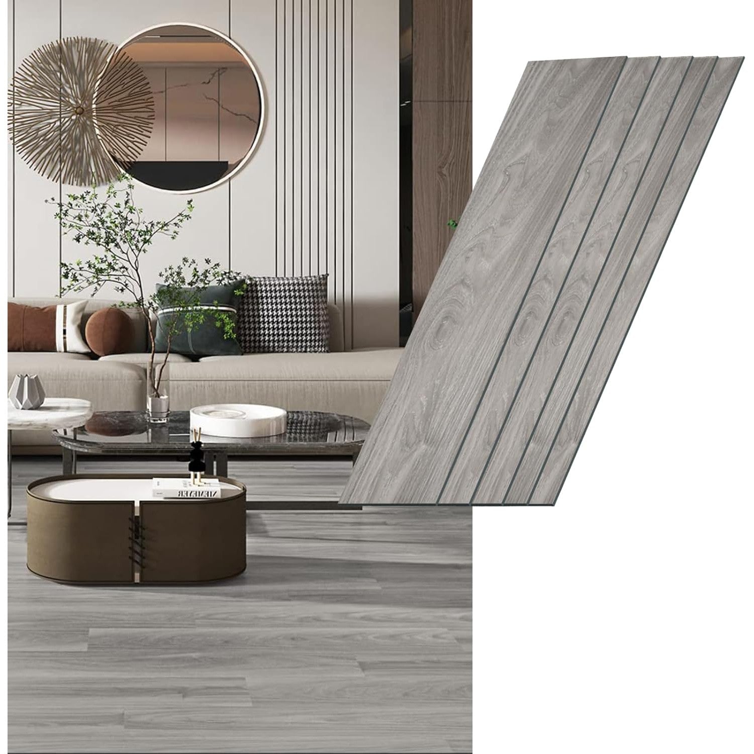 Set 36 Placi Autoadezive pentru Pardoseala, Flippy, din PVC, Impermeabil, Ignifug, Usor de Curatat, Dimensiune Placa