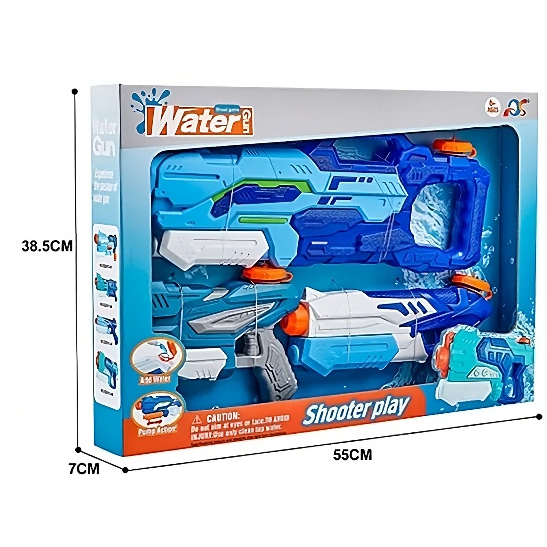 Set 3x Pistol cu Apa pentru Copii, Flippy, 6ani+, Albastru, 1x 1000 ML + 2x 300 ML