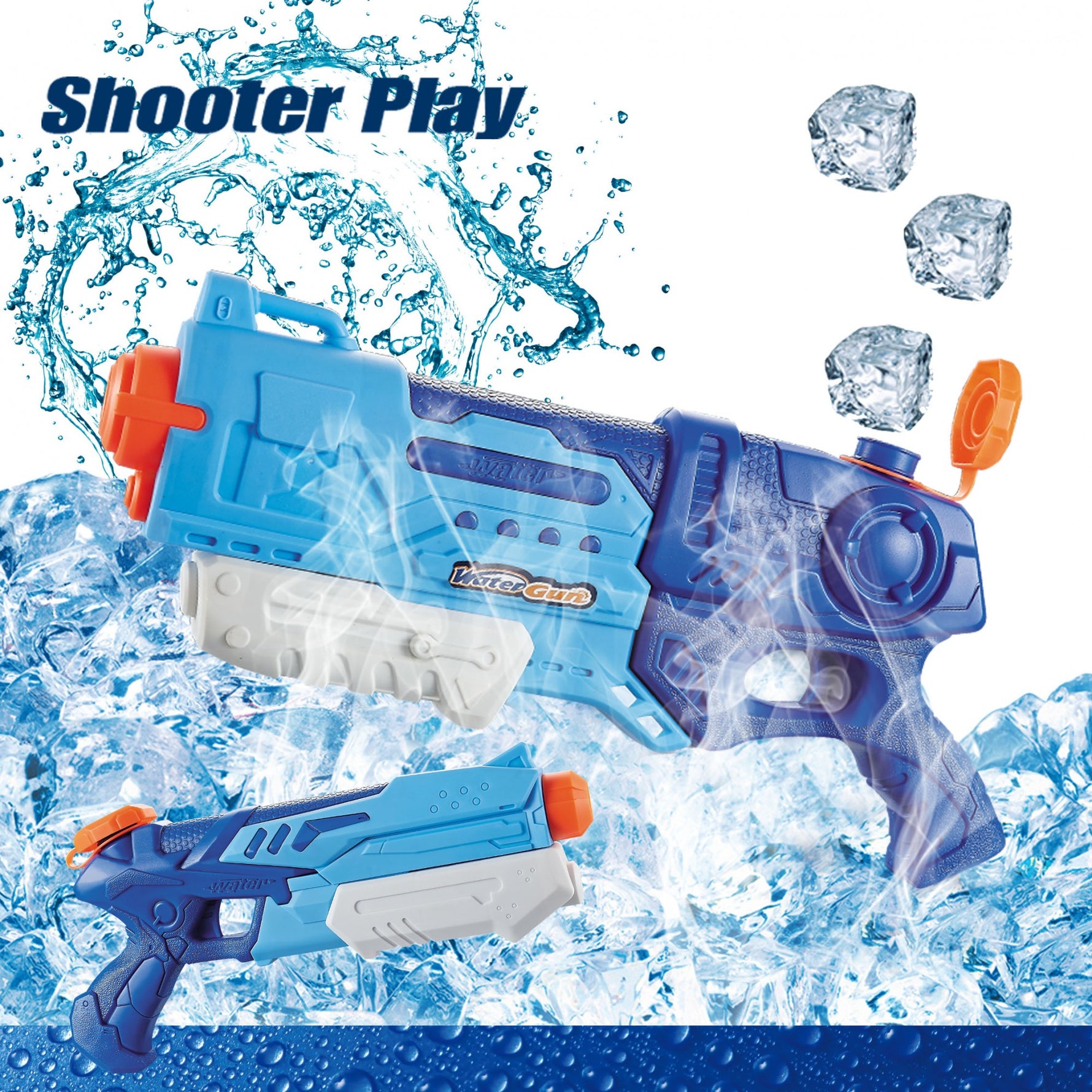 Pistol cu Apa pentru Copii, Rezervor, Pentru Piscina/Plaja, Flippy, 6ani+, Albastru, 990ML