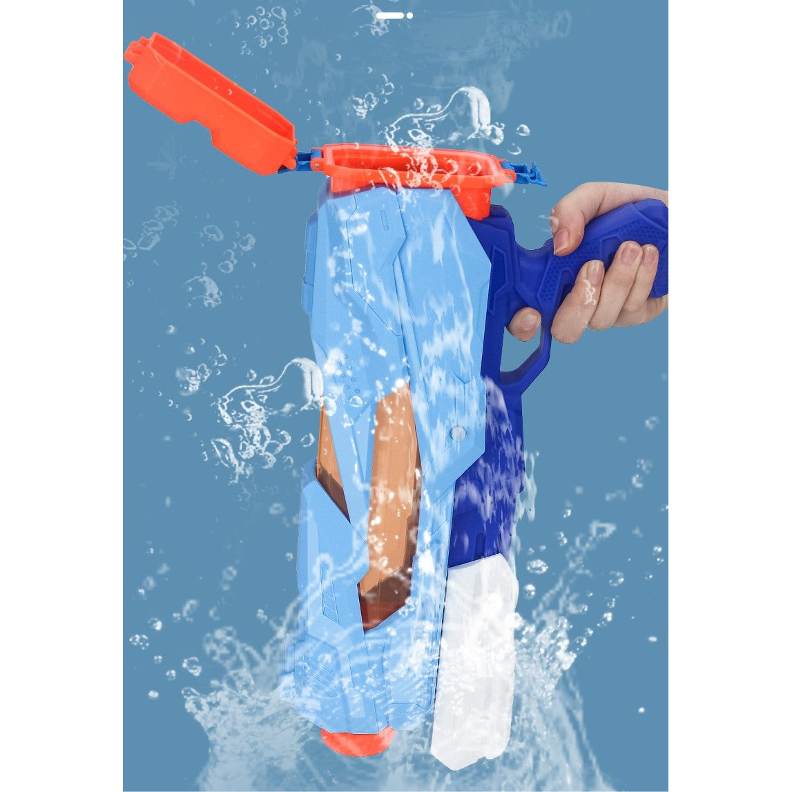 Pistol cu Apa pentru Copii, Rezervor, Pentru Piscina/Plaja, Flippy, 6ani+, Quick Fill, Albastru, 600ML
