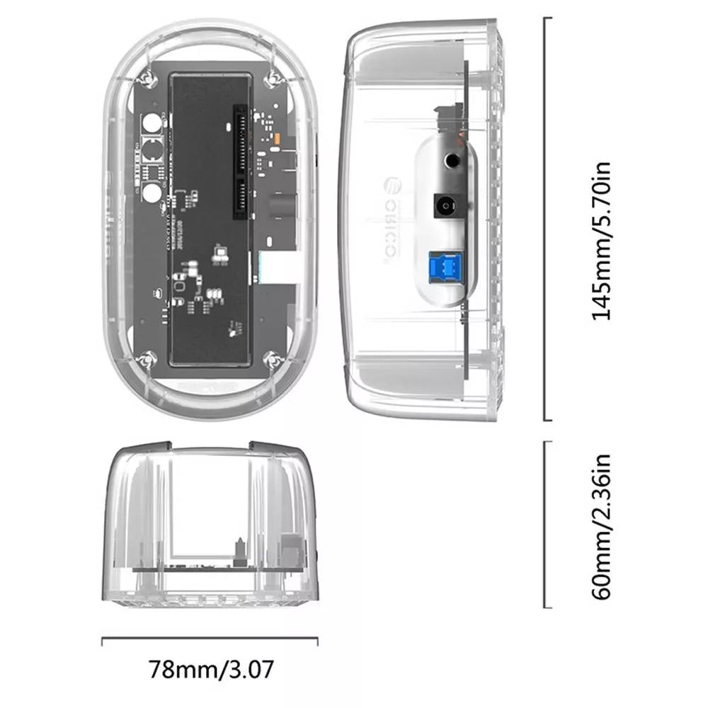 Rack HDD 2.5 3.5 inch USB 3.0 transparent cu docking station Orico