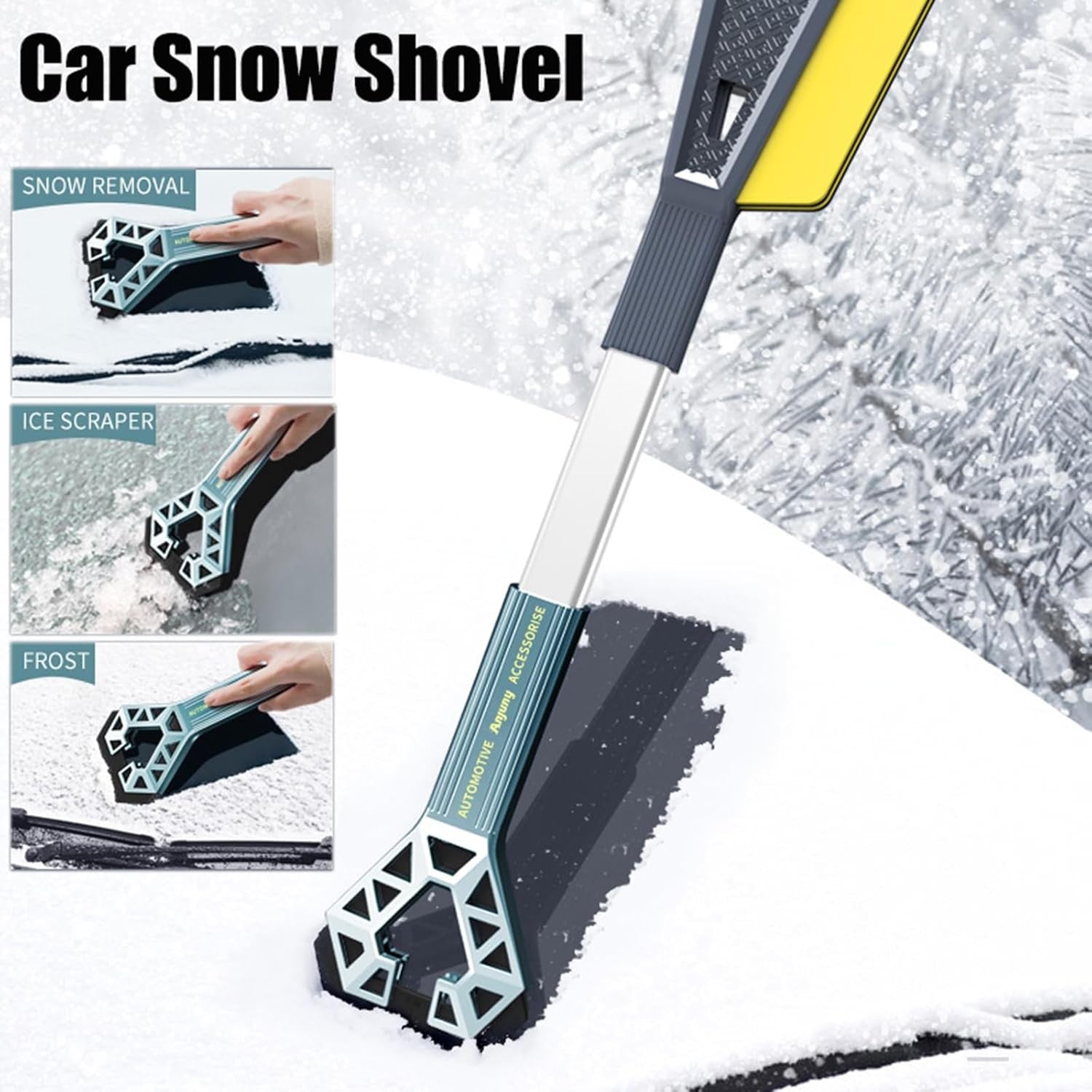 Racleta Auto pentru Zapada cu Doua Capete, Flippy, Universala, Deszapezire Masina, cu Maner, Ergonomica, Detasabila,