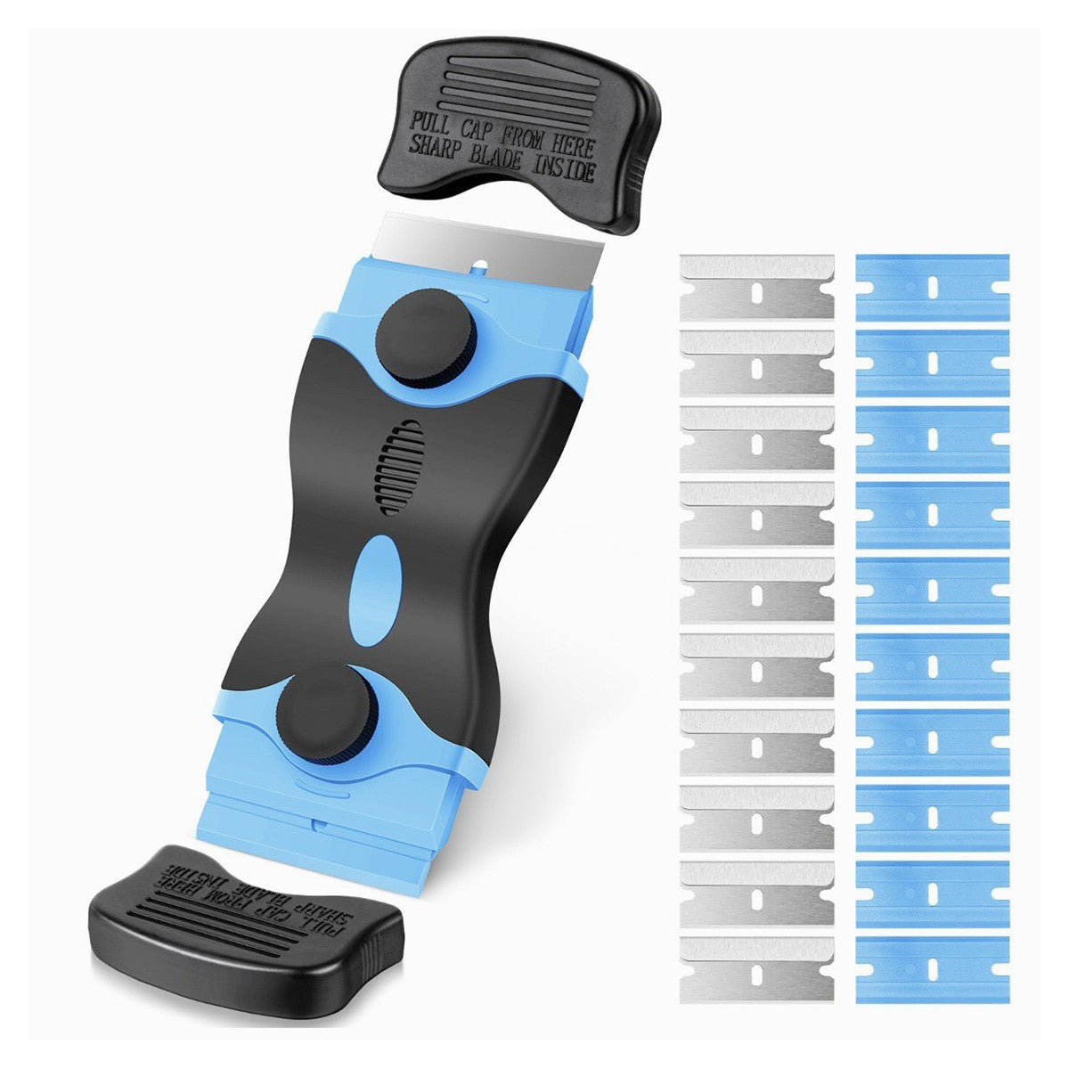Racleta Multifunctionala pentru Curatare Sticla si Ceramica, Flippy, Design Ergonomic, Maner Anti-alunecare, Include 20