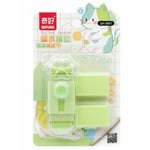 Radiera, Flippy, Model Labuta de Pisica, cu 2 Rezerve, Reglare Pull-Push, din Cauciuc, Verde