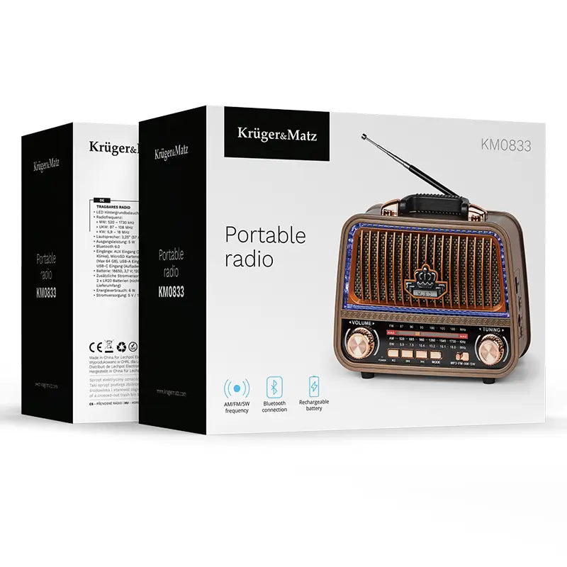 Radio portabil analog AM /FM /SW 5W 185x77.5x150mm Kruger&atz KM0833