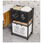 Cos de Rufe, Flippy, cu 2 Etaje, 3 Cosuri, Cadru de Otel Inoxidabil, 97x28x57 cm, Negru
