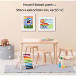 Rama Foto Flippy, din Lemn, cu Spatiu Pentru Depozitare, Pentru Desene si Picturi A4, Sticla Securizata, Rama MDF, Alb