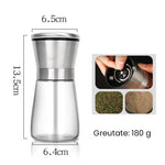 Rasnita Manuala pentru boabe, Flippy, Rasnita pentru Piper Sare Cafea, din Sticla cu Otel inoxidabil, 13.5 x 6.5 cm,