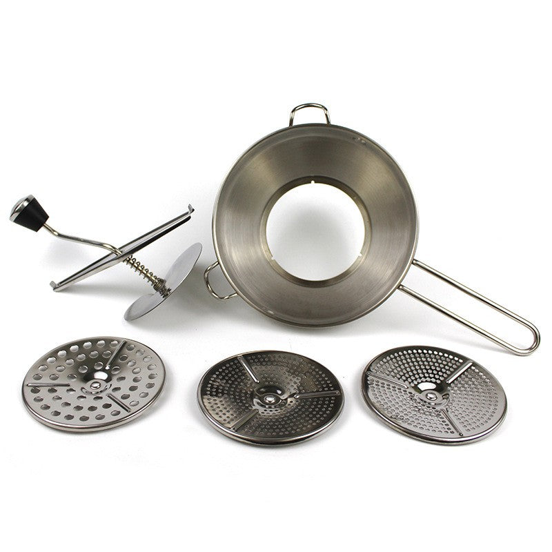 Rasnita Manuala pentru Fructe, Flippy, din Otel Inoxidabil, Macinare Alimentelor pentru Bebelusi, 3 Discuri de Macinat,