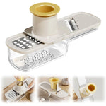 Razatoare Manuala, Flippy, cu Recipient de Stocare, pentru Legume, din Plastic si Otel Inoxidabil, Multifunctionala, Alb