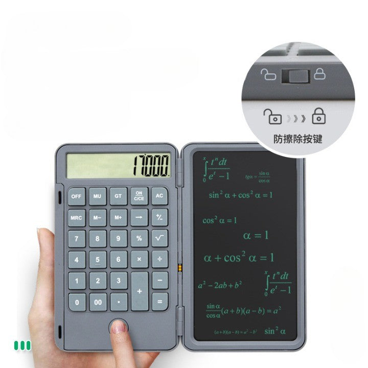 Calculator de Mana Reincarcabil cu Tabla de Scris, Flippy, Calculator Portabil, Ecran LCD, Afisaj cu 12 Cifre, Ecran de