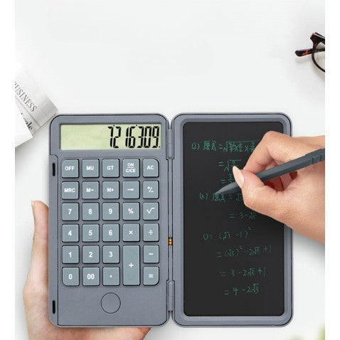 Calculator de Mana Reincarcabil cu Tabla de Scris, Flippy, Calculator Portabil, Ecran LCD, Afisaj cu 12 Cifre, Ecran de