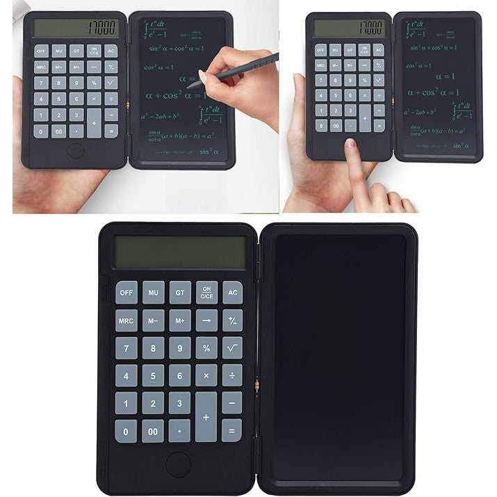 Calculator de Mana Reincarcabil cu Tabla de Scris, Flippy, Calculator Portabil, Ecran LCD, Afisaj cu 12 Cifre, Ecran de