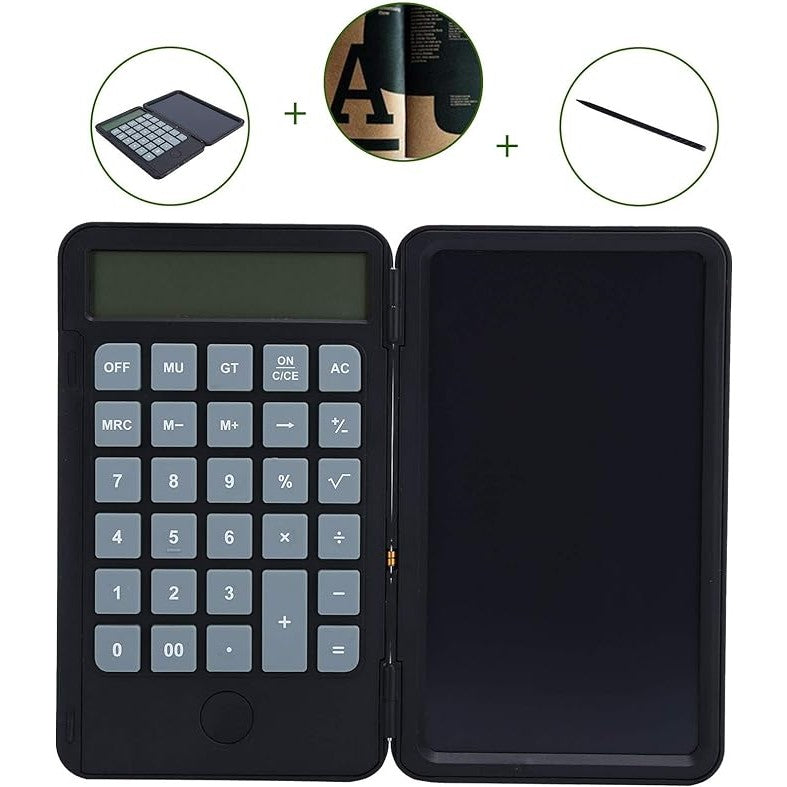 Calculator de Mana Reincarcabil cu Tabla de Scris, Flippy, Calculator Portabil, Ecran LCD, Afisaj cu 12 Cifre, Ecran de