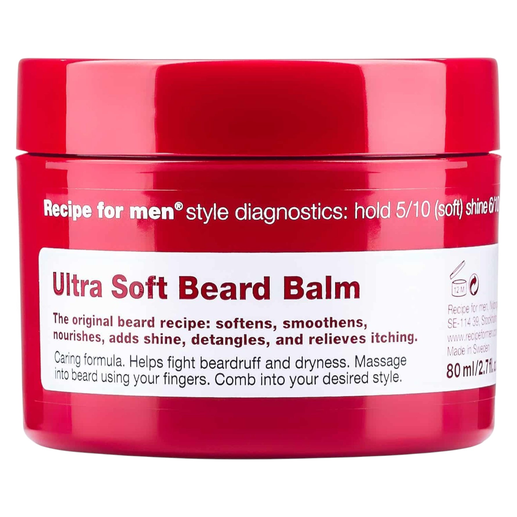 Recipe For Men, Ultra Soft Beard Balm, Balsam de barbă, Înmuiere, 80 ml