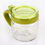 Recipient Condimente, Flippy, din Stilca, 180 ml, cu Maner si Lingurita, 8 x 9 cm, Capac Transparent, Verde