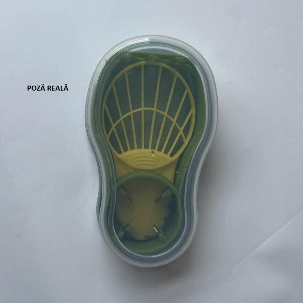 Recipient de Depozitare Avocado 5in1, Flippy, Etans, pentru Frigider, din Plastic, Dispozitiv de Taiat, Curatat,