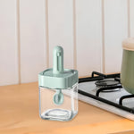 Recipient pentru Depozitarea Condimentelor, Flippy, Borcan din Sticla, Capac si Lingura Incorporate, Uz Casnic, 300 ml,