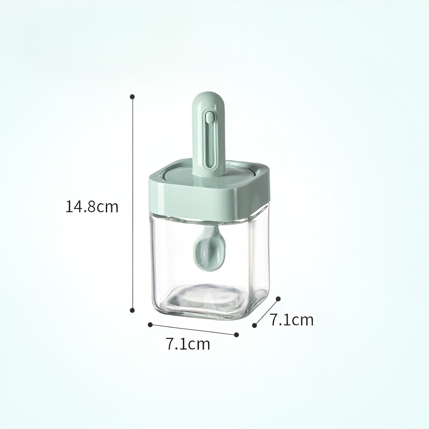 Recipient pentru Depozitarea Condimentelor, Flippy, Borcan din Sticla, Capac si Lingura Incorporate, Uz Casnic, 300 ml,
