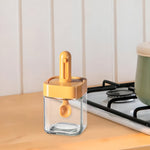 Recipient pentru Depozitarea Condimentelor, Flippy, Borcan din Sticla, Capac si Lingura Incorporate, Uz Casnic, 300 ml,