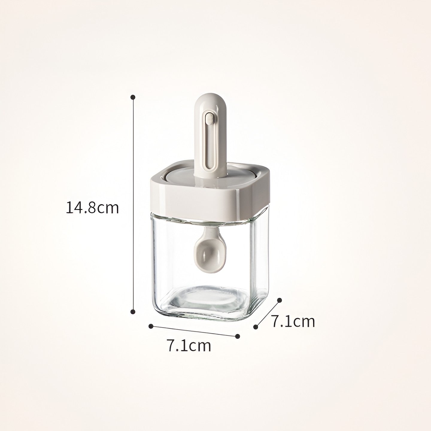 Recipient pentru Depozitarea Condimentelor, Flippy, Borcan din Sticla, Capac si Lingura Incorporate, Uz Casnic, 300 ml,