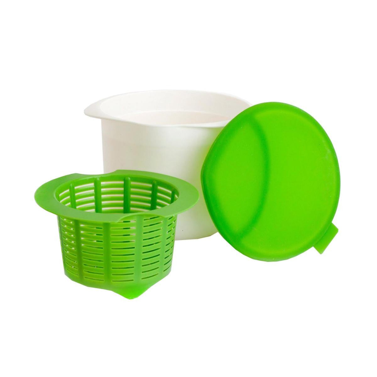 Recipient pentru Preparat Branza, Flippy, Capac de Silicon, Cheese Maker din Plastic, Strecuratoare, 17x14.5x12.8 cm,
