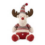 Ren De Plus Festiv, Flippy, Ren cu Nas Rosu si Pulover, Decoratiune De Craciun, Ornament De Pus Pe Polita Sau Sub Brad,