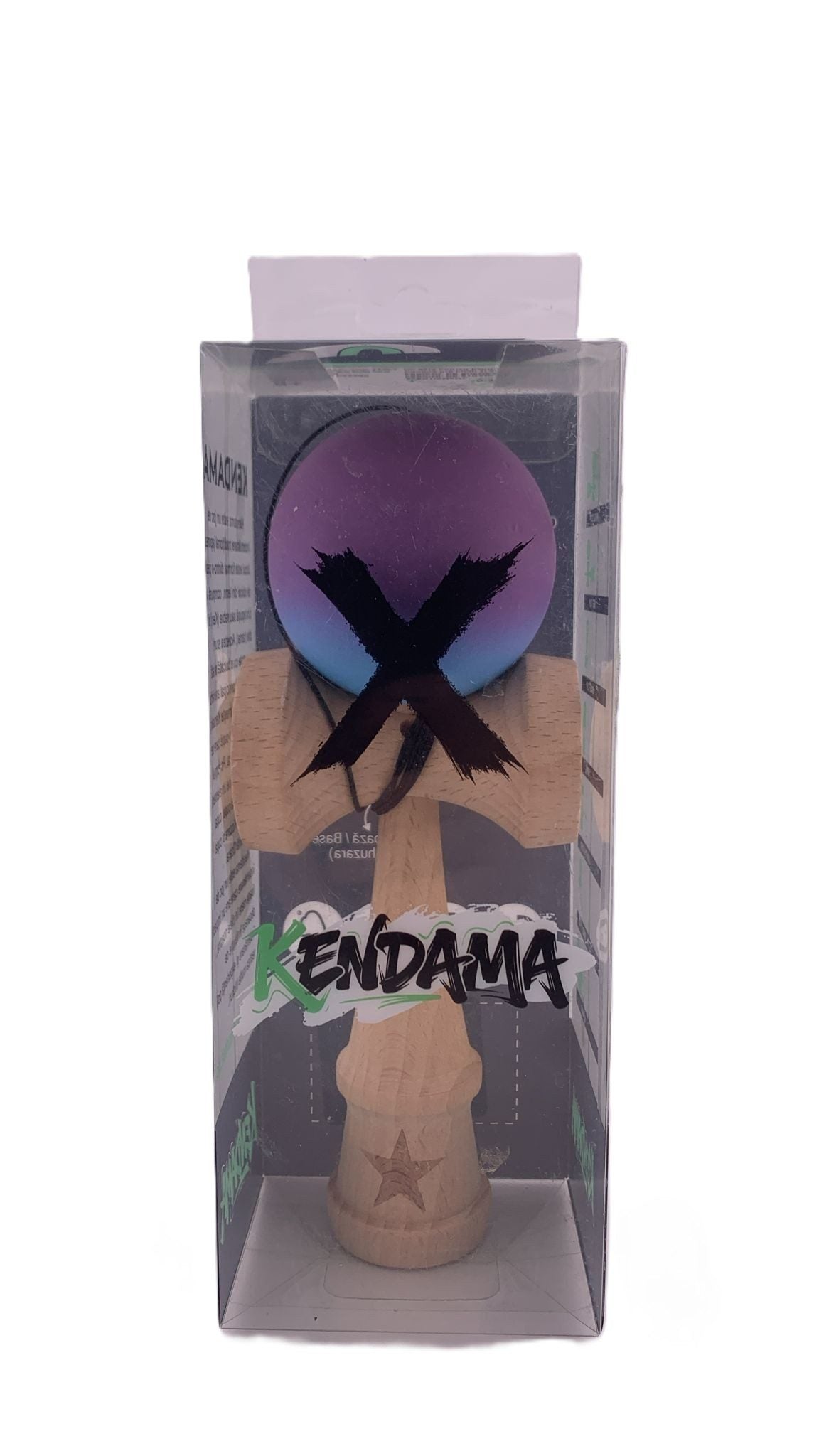 RESIGILAT - Kendama X Originala, Profesionala, Flippy, din Lemn, Rubber Grip, 18 cm, Roz/Mov/Albastru