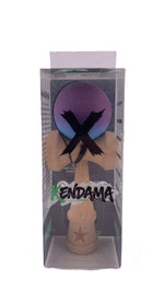 RESIGILAT - Kendama X Originala, Profesionala, Flippy, din Lemn, Rubber Grip, 18 cm, Roz/Mov/Albastru