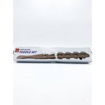 RESIGILAT - Set 6 Pahare Shot din Sticla Flippy, cu Suport din Lemn, Design Rustic, 49.5 x 7 x 6.5 cm, Maro