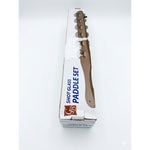 RESIGILAT - Set 6 Pahare Shot din Sticla Flippy, cu Suport din Lemn, Design Rustic, 49.5 x 7 x 6.5 cm, Maro
