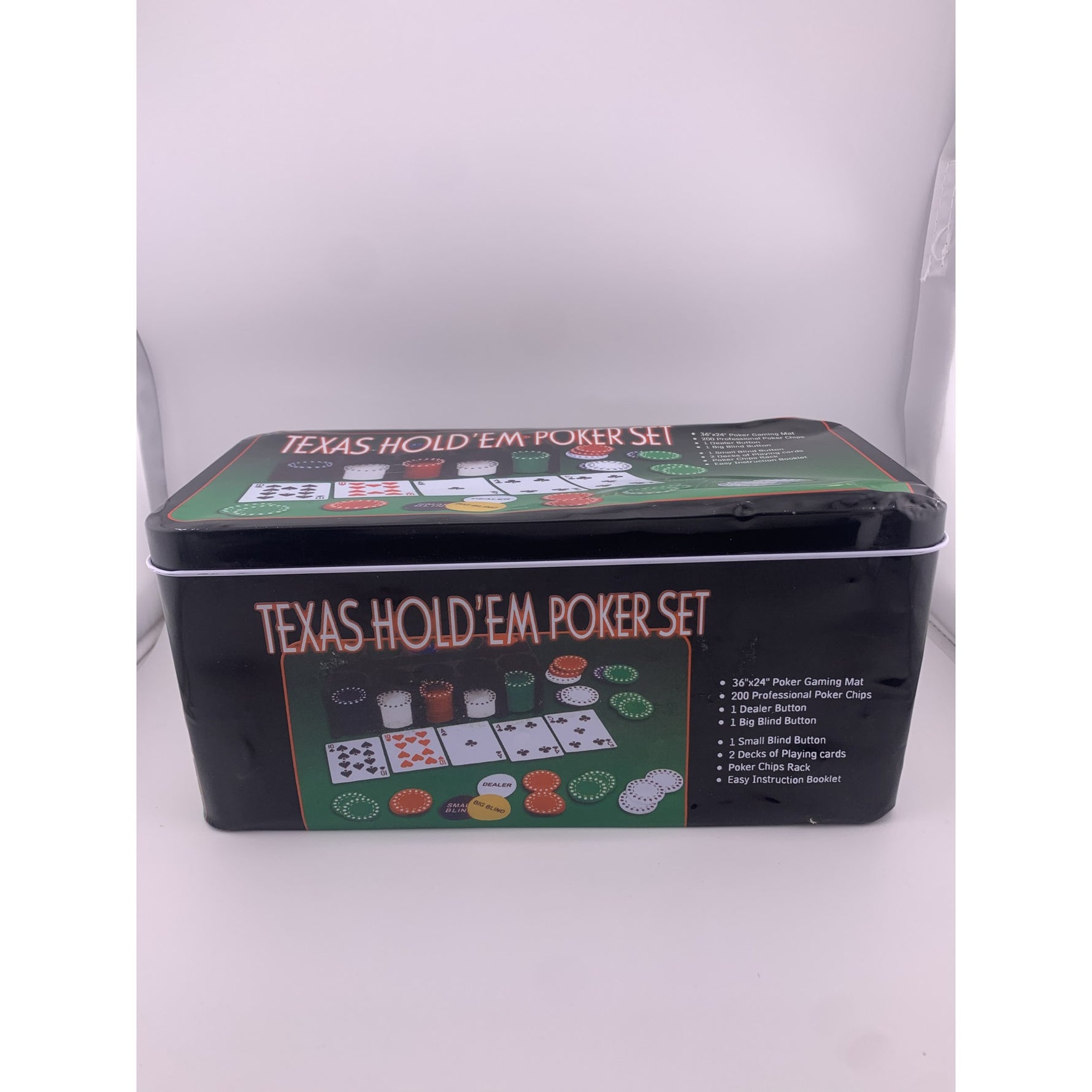 RESIGILAT - Set de Poker Complex cu 200 de jetoane Flippy, Include 2 seturi de carti, Texas Hold`em set, portabil,