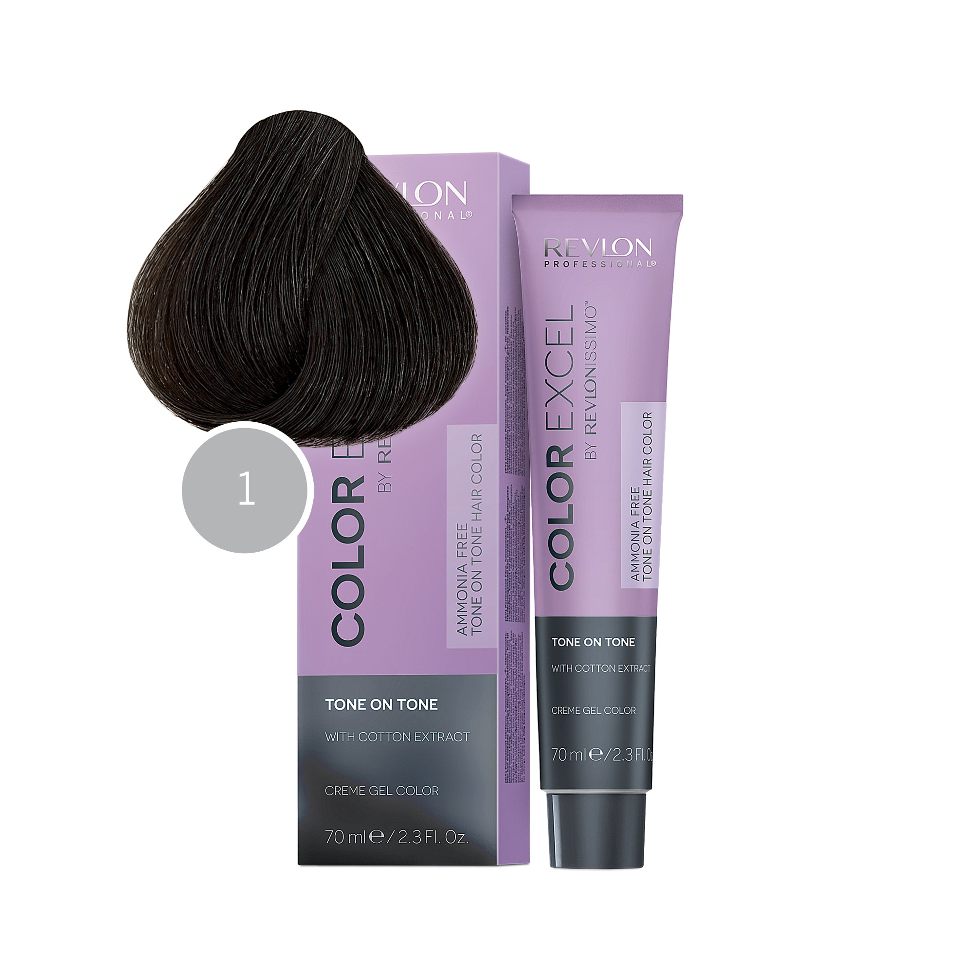 Revlon, Color Excel, Vopsea de păr semi-permanentă, 1 Black, 70 ml
